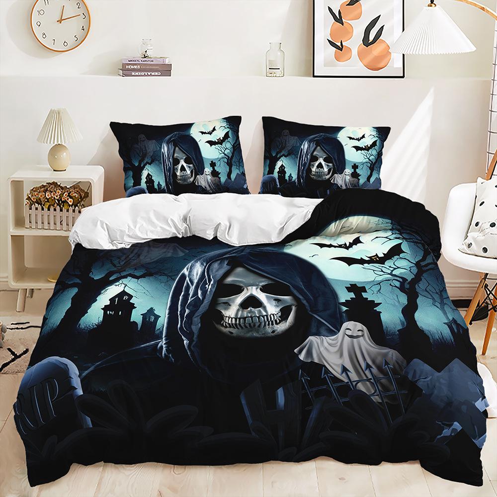Dreiteiliges Halloween-Quilt-Set Zweiteiliges Bettwäscheset