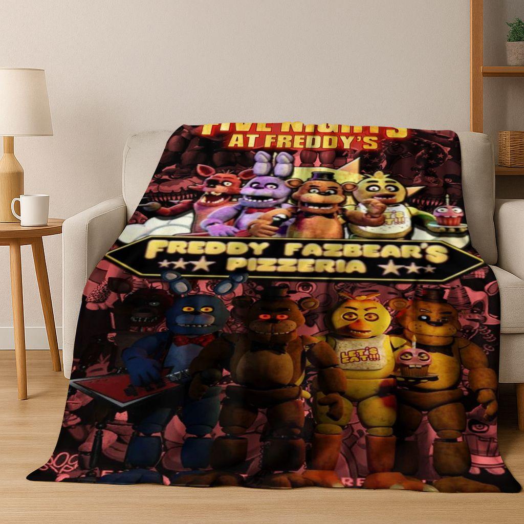 3D Game F-FNAF Freddy Cartoon Flannel Blanket for Bed Bedroom Room Living Room,Soft Warm Throw Blanket Camping Picnic Gift Kids