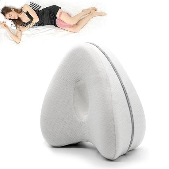 Leg Knee Pillow Memory Foam Leg Pillow with Elastic Strap Ergonomic Knee Cushion with Washable Cover for Side Sleepers Soothing Pain Relief