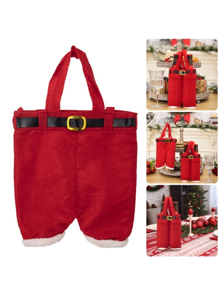 Seasonal Cloth Gift Bags Santa Underwear Multipurpose Drink Sleeve Holders For Christmas