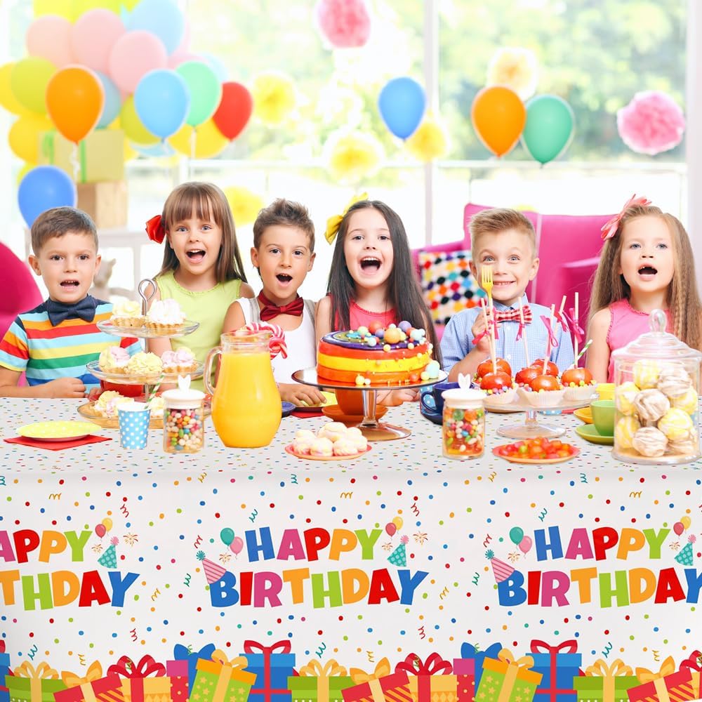 Birthday Tablecloth, 2 Pack Birthday Table Cloths, 54 X 108 Inch Disposable Rectangle Tablecloths Plastic Birthdays Table Cover Party Tablecovers,