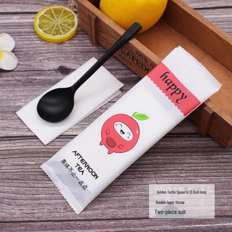 Thickened Disposable Corn Starch Spoon & Napkin Set