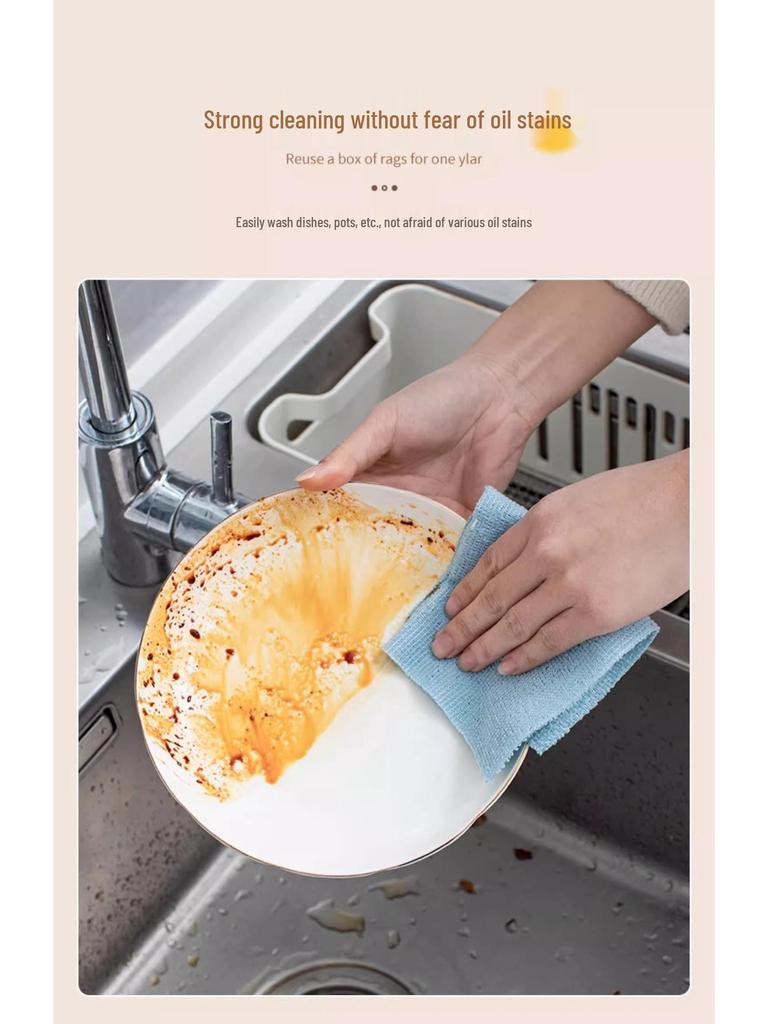 Reusable Thickened Kitchen Rag: Washable Dual-Use Scouring Pad