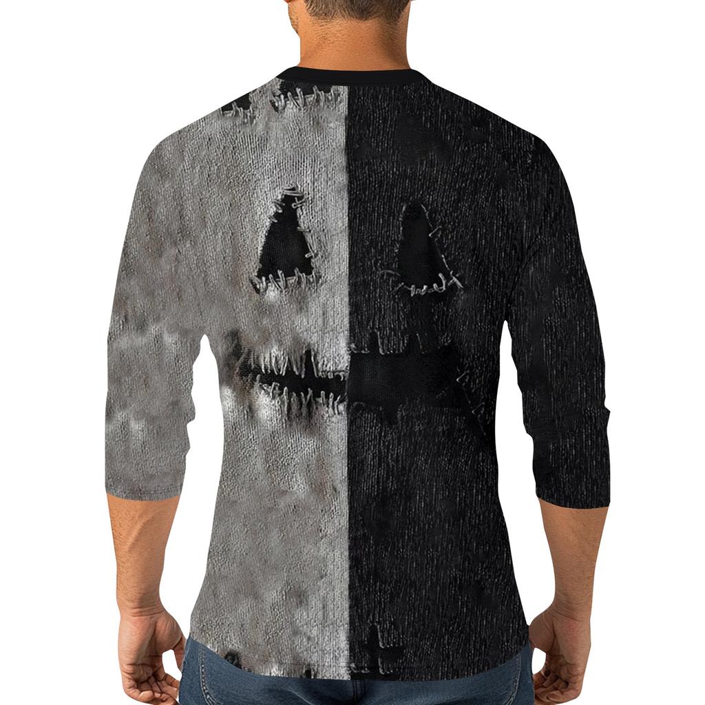 Men's Halloween Printed  Collar Three-Quarter Sleeve