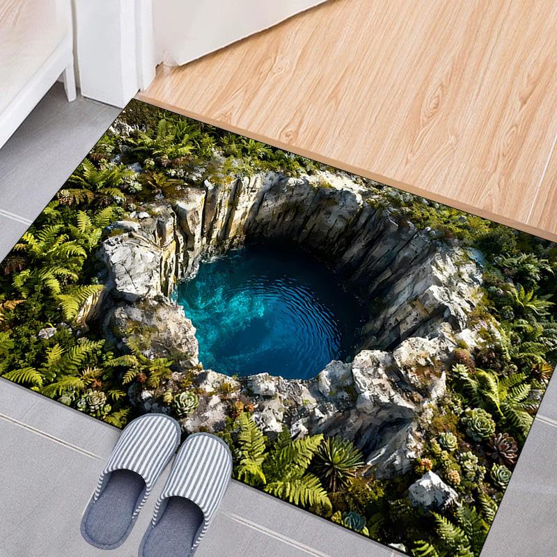 3D Stereoscopic Vision Floor Mat, Entrance Foyer Carpet, Dirt-resistant and Easy-to-maintain Crystal Velvet Floor Mat