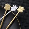 Yousheng Stainless Steel Coffee Spoon, Long Handle with Bull Head Decor, Multifunctional Stirring Spoon for Coffee Milk Tea
