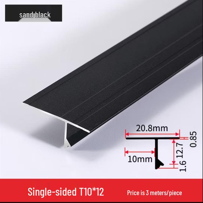 Black Aluminum T-Profile Trim for 12mm Gypsum Board