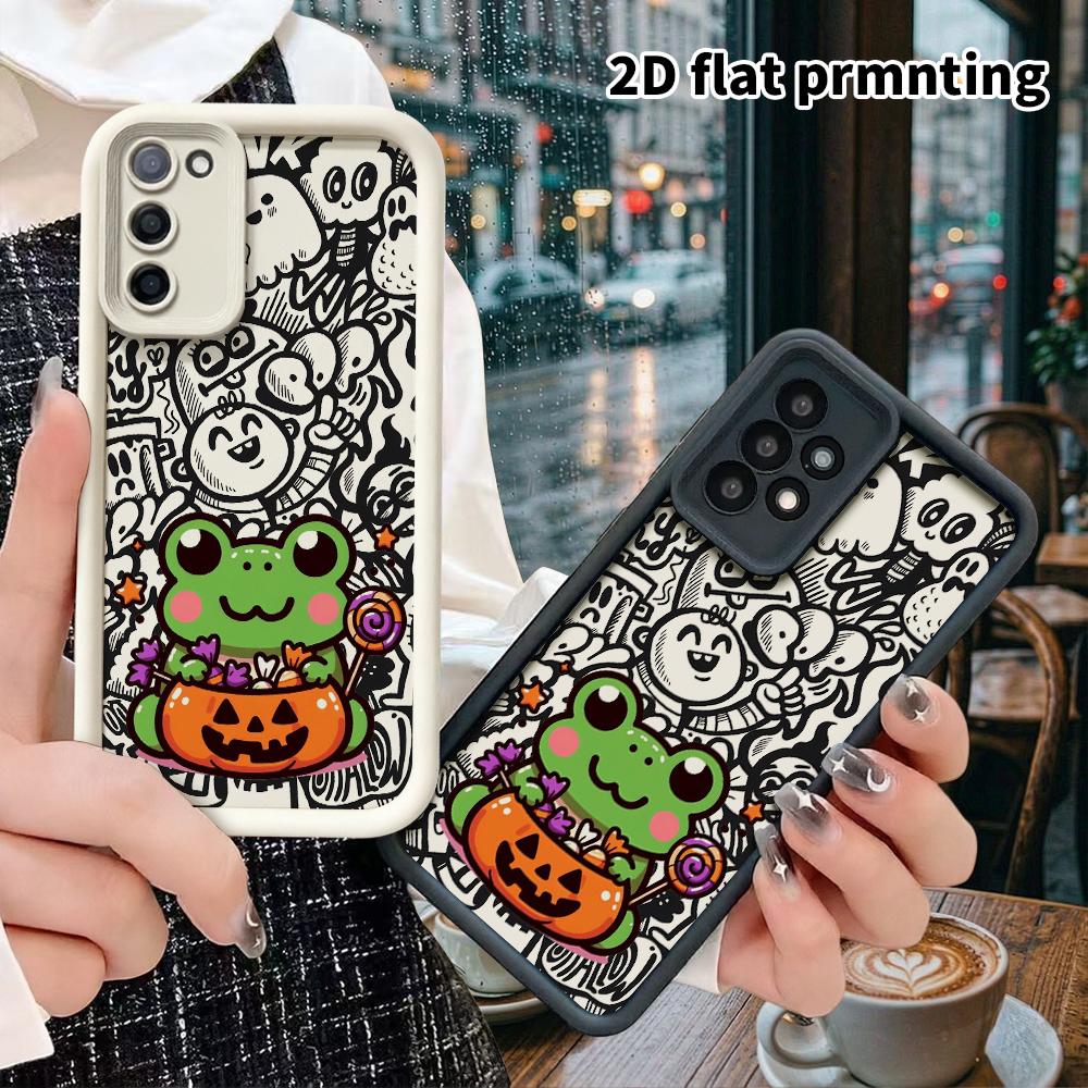 Phone Case: 2D Flat Samsung Galaxy A34 A35 M05 M06 S20 S22 S21 FE Plus 5G Protective Case, Candy Little Frog, Christmas and Halloween Gift