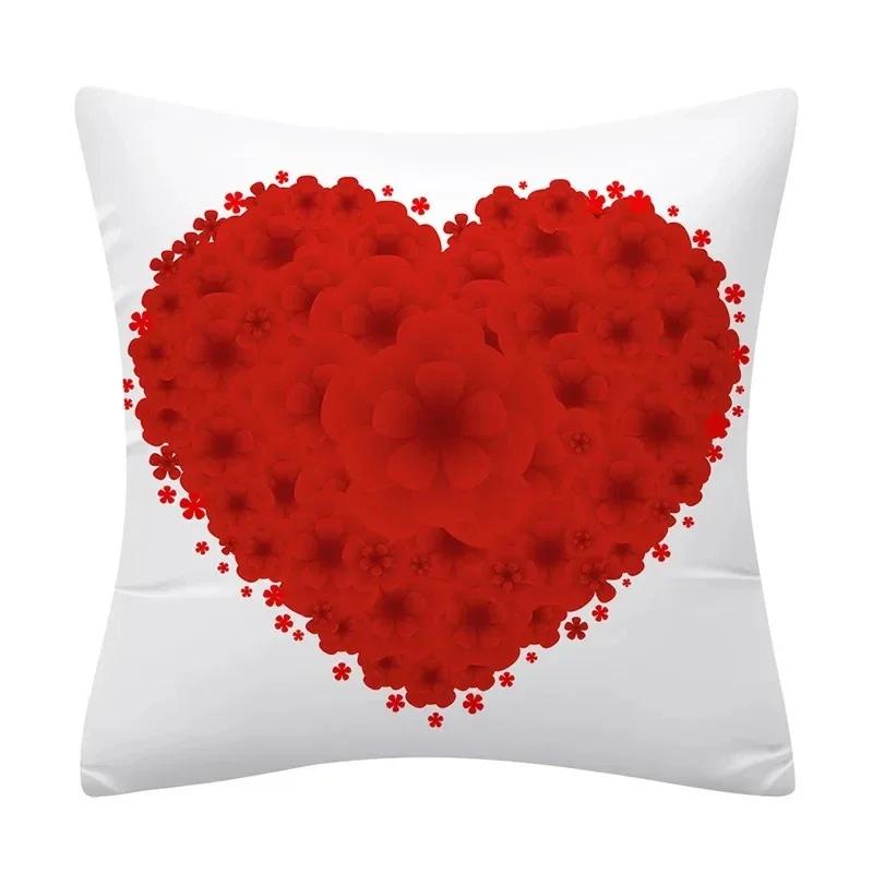 Home Decor Pillowcase Decor Valentine Letters Love Print Cushion Cover for Sofa Home Super Soft Peach Skin Pillow Case 45x45cm