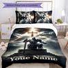 3pcs Custom Name Cartoon Knights Templar Bedding Set Duvet Cover Closure Includes 1 Duvet Cover & 2 Pillowcases for All Seasons Bedroom Decor
