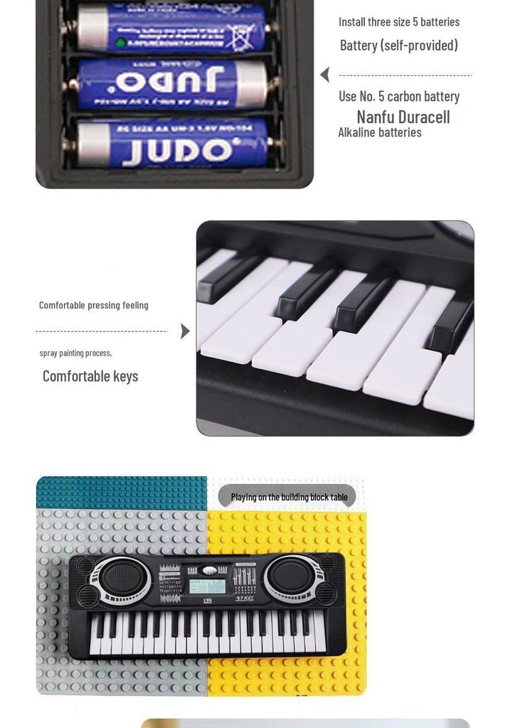 37-Key Kids' Beginner Electronic Piano - Educational Music Toy