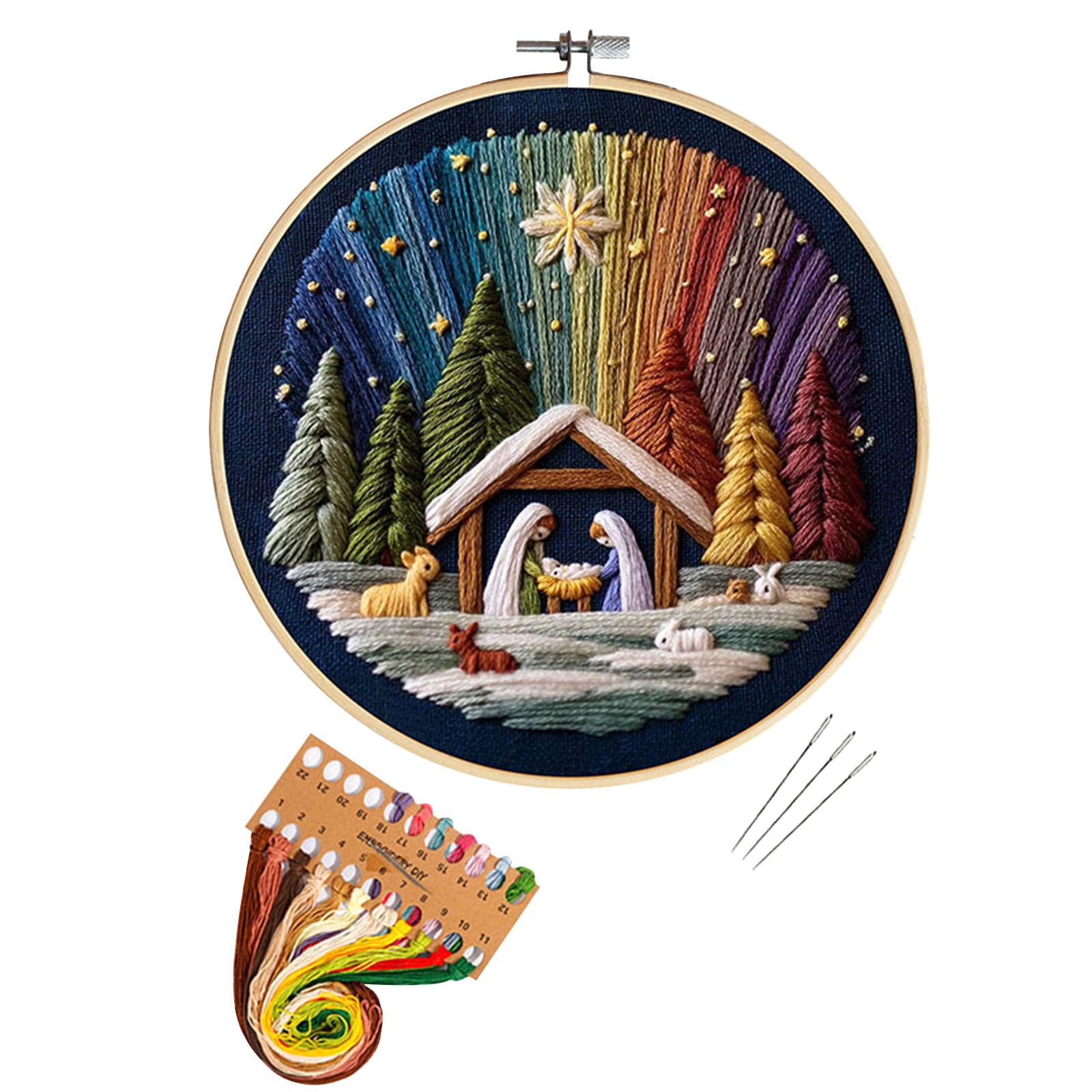 Набор для вышивания Рождества своими руками (для начинающих), 20см Вышивальный обруч (не Готовый 30см Тканевый Вышивальный Обруч) One Size