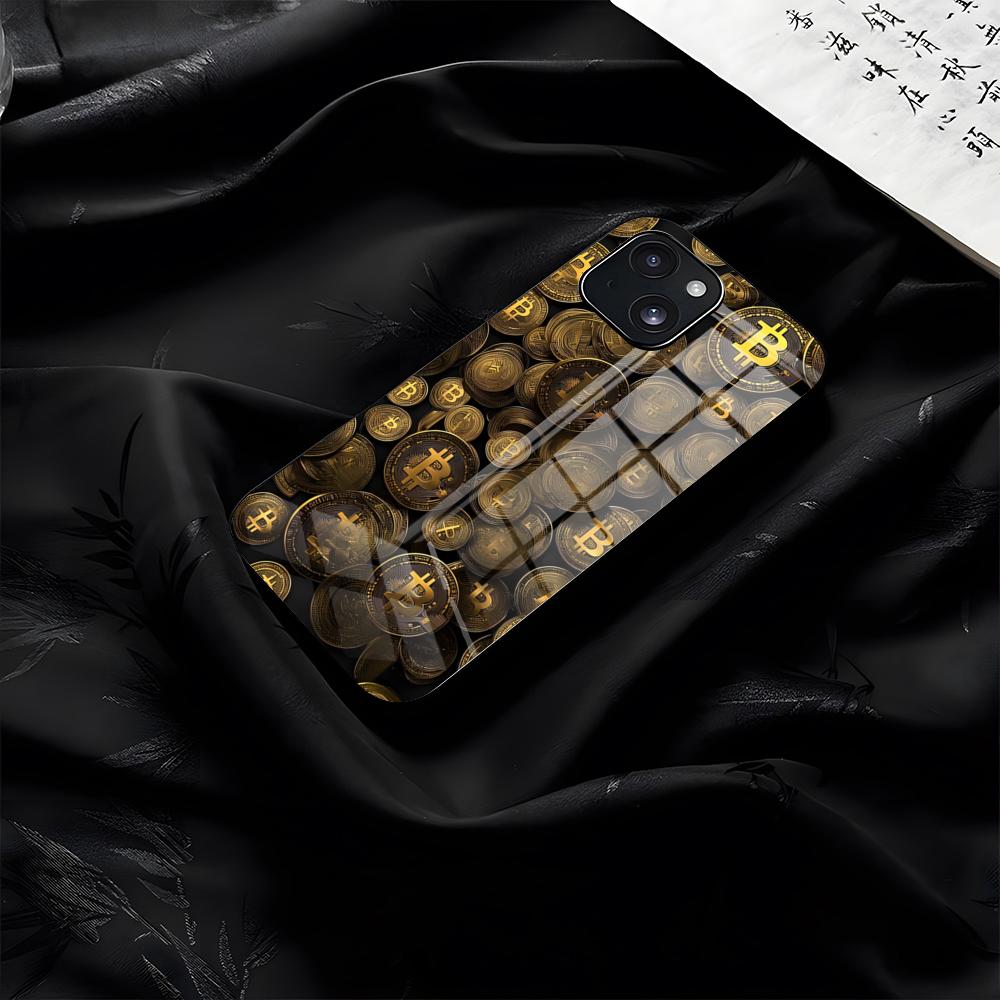 

Bitcoin Phone Case For IPhone 17 Pro Max 16 15 14 Pro Max 13 11 Plus Glass Cover iPhone 11 Pro Max