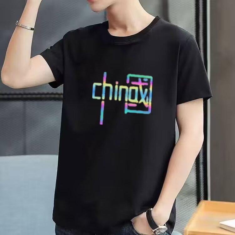 Summer new round neck short-sleeved T-shirt men's casual fashion with combed cotton T-shirt bottoming shirt tops