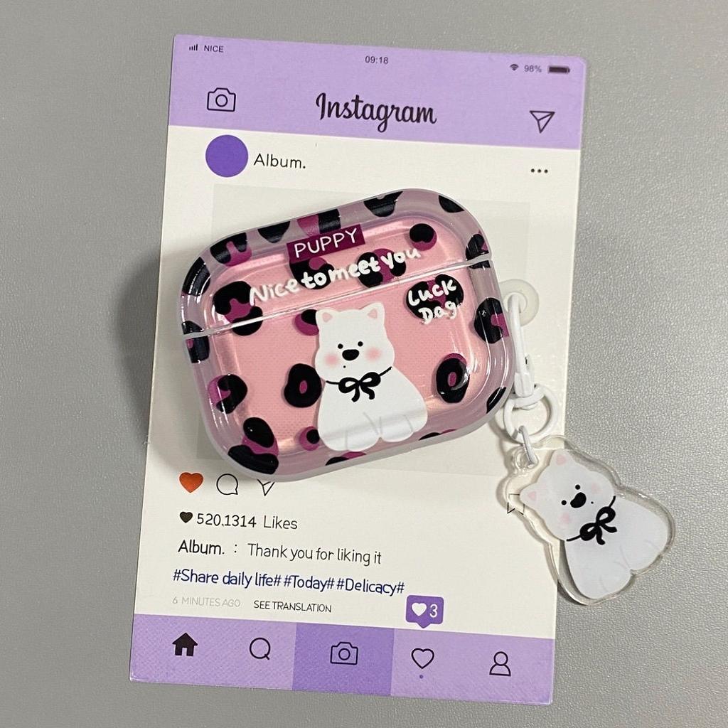 Applicable Apple AirPods 1 Earphone Case Pro1 Bluetooth Earphone Case 1 Leopard Print Puppy Pendant Anti-drop Female