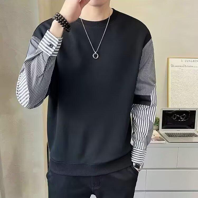 

Мужской свитшот в британском стиле с круглым вырезом и пэчворком, осень 2023 L