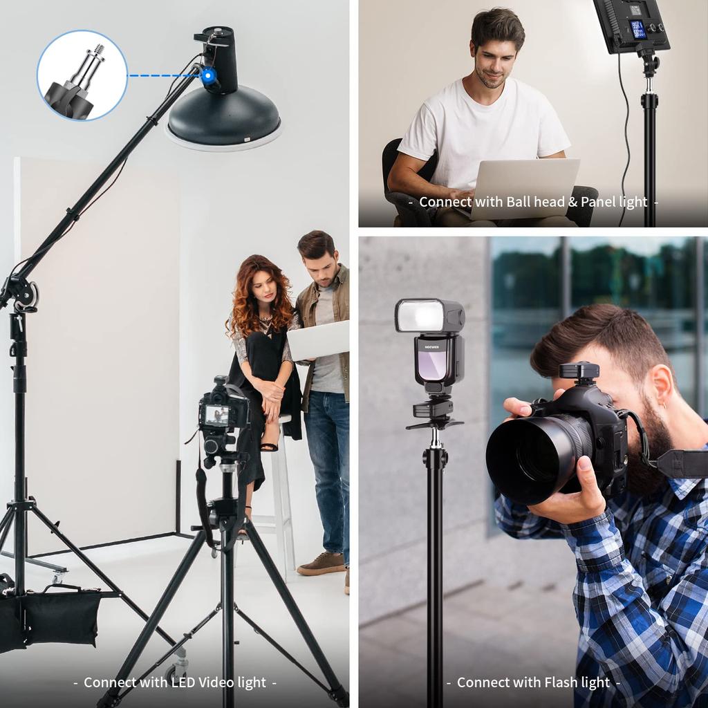 NEEWER 3 Pack Universal to Metal Male Converter Screw Adapter Spigot Stud for Light Stand Shoe Flash ST22 1/4" 3/8" Studio/Hot Shoe/Cold Adapter/Ball