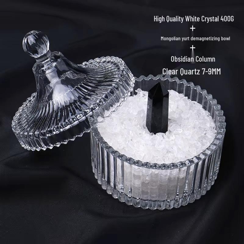 White Crystal Purification Bowl: Demagnetization Stone, Amulet Salt Container, Gem Glass.