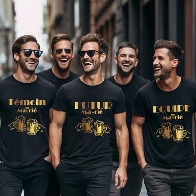 Fashion Beer Graphic  Wedding Tops French Boyfriend Single Farewell Bachelor Party T-shirts Evg Future Team Groom Best Man Tees