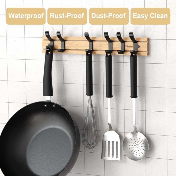 Věšák - anjuer - 6 háčků - bambus - hliník - moderní design