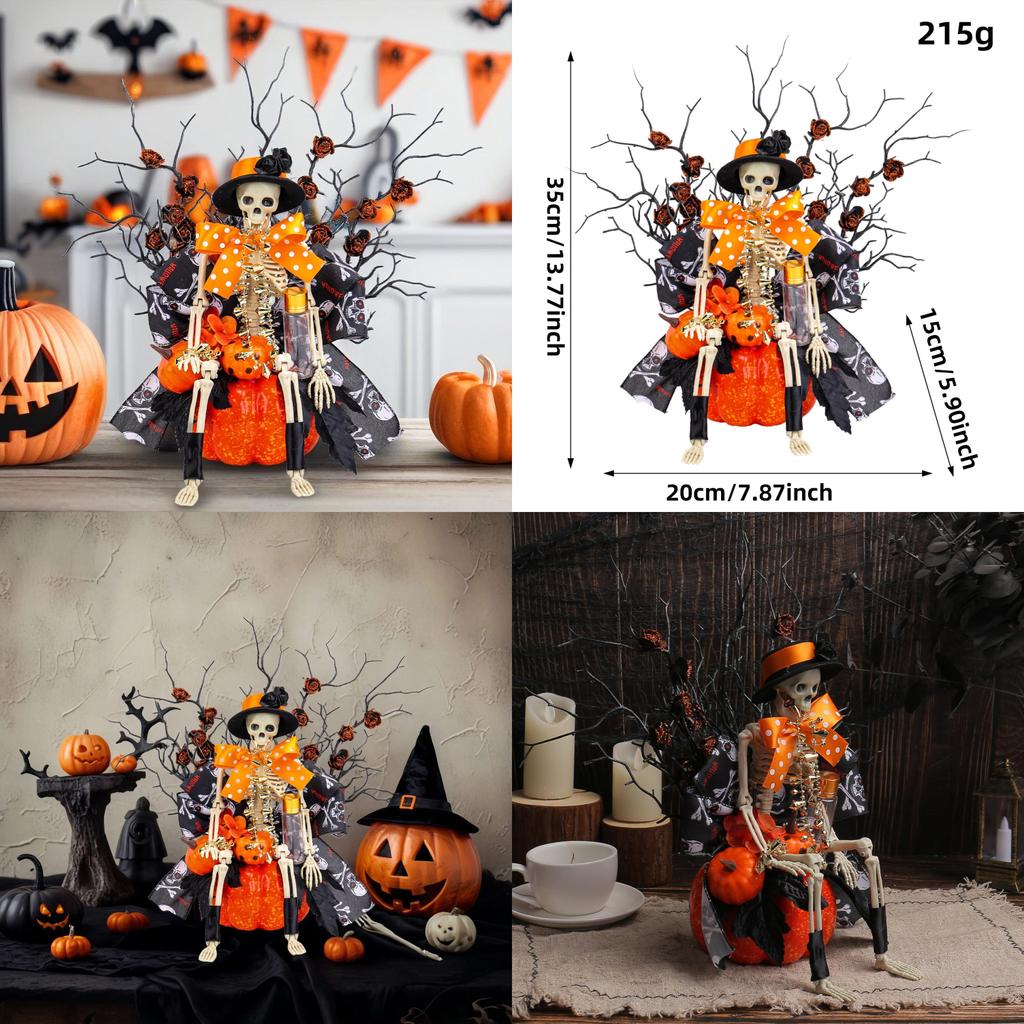 Halloween Skeleton Pumpkin Scene Setter With Durable Materials For Haunted House And Party Use