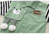 Children's Two-Piece Workwear Set: Boys' Striped Patchwork Long Sleeve Shirt for Spring and Autumn