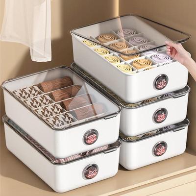 Three-in-One Dustproof Multi-Compartment Storage Box for Underwear, Panties, Socks, and Intimate Apparel with Lid for Home Use