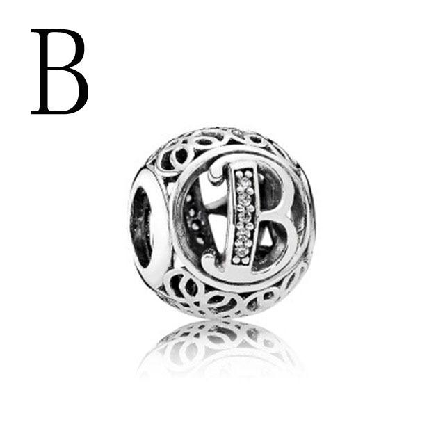 2022 New Openwork A -Z Letter Charm Diy Fine Beads Fit Original Fashion Charms Silver 925 Bracelet Jewelry For Women Men D009
