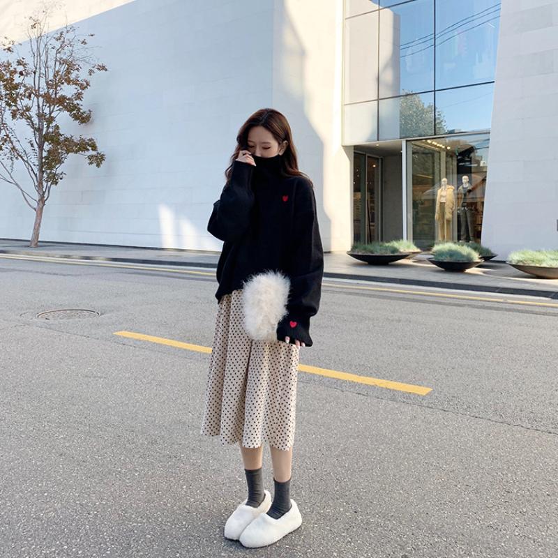 Buy Turtleneck Knitted Sweater Women with Print Vintage Casual