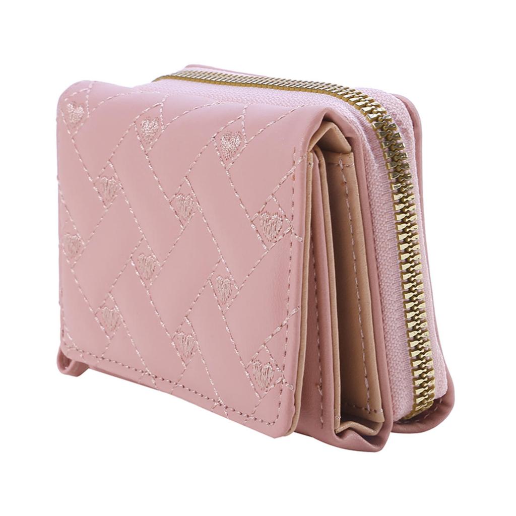 Women's Short Embroidered Love Zero Wallet Zipper Buckle Large Capacity Card Bag Versatile Fashion Simple