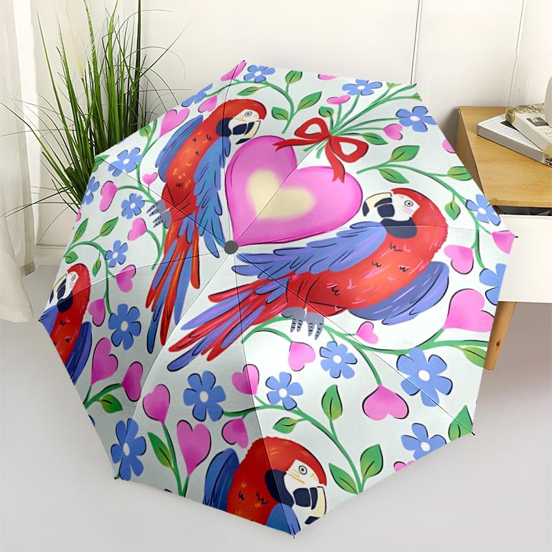 

1pc Parrot Love Umbrella Portable Folding Umbrella Durable Iron Frame, Suitable for All Seasons Home Travel Outdoor yy260319027