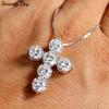 Serenity 4.8ct D Color Moissanite Cross Necklace for Women Gift S925 Sterling Silver Plated 18K Jesus Pendant Neck Chain Jewelry