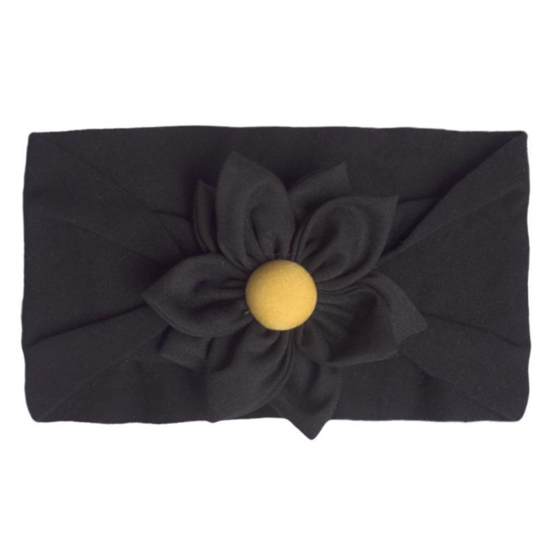 New children's headband, baby soft solid color flower nylon headscarf, thin breathable baby hair accessories