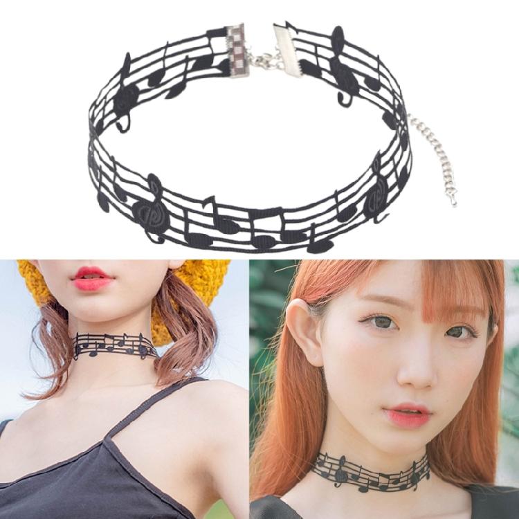 Exquisite Black Short Necklace with Soft and Intricate Details Unique Music Symbol Jewelry Suitable for a Fashion Look