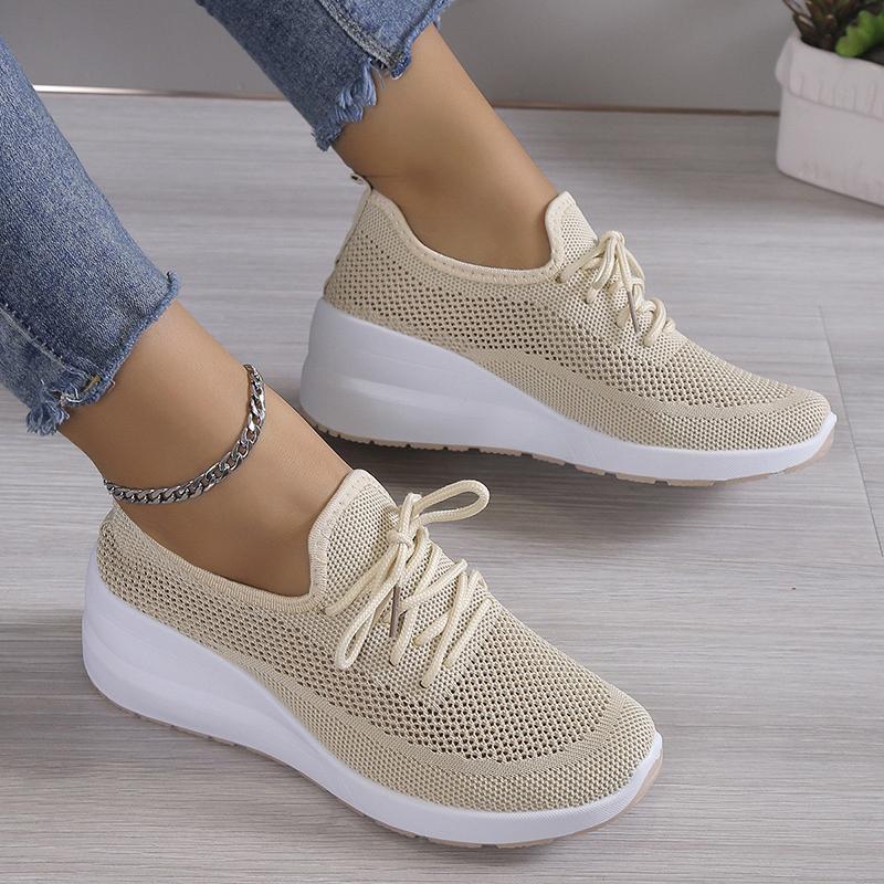 Breathable Mesh Wedge Sneakers for Women Comfortable Soft Sole Non Slip Walking Shoes Woman 2025 Fashion Slip On Casual Sneakers