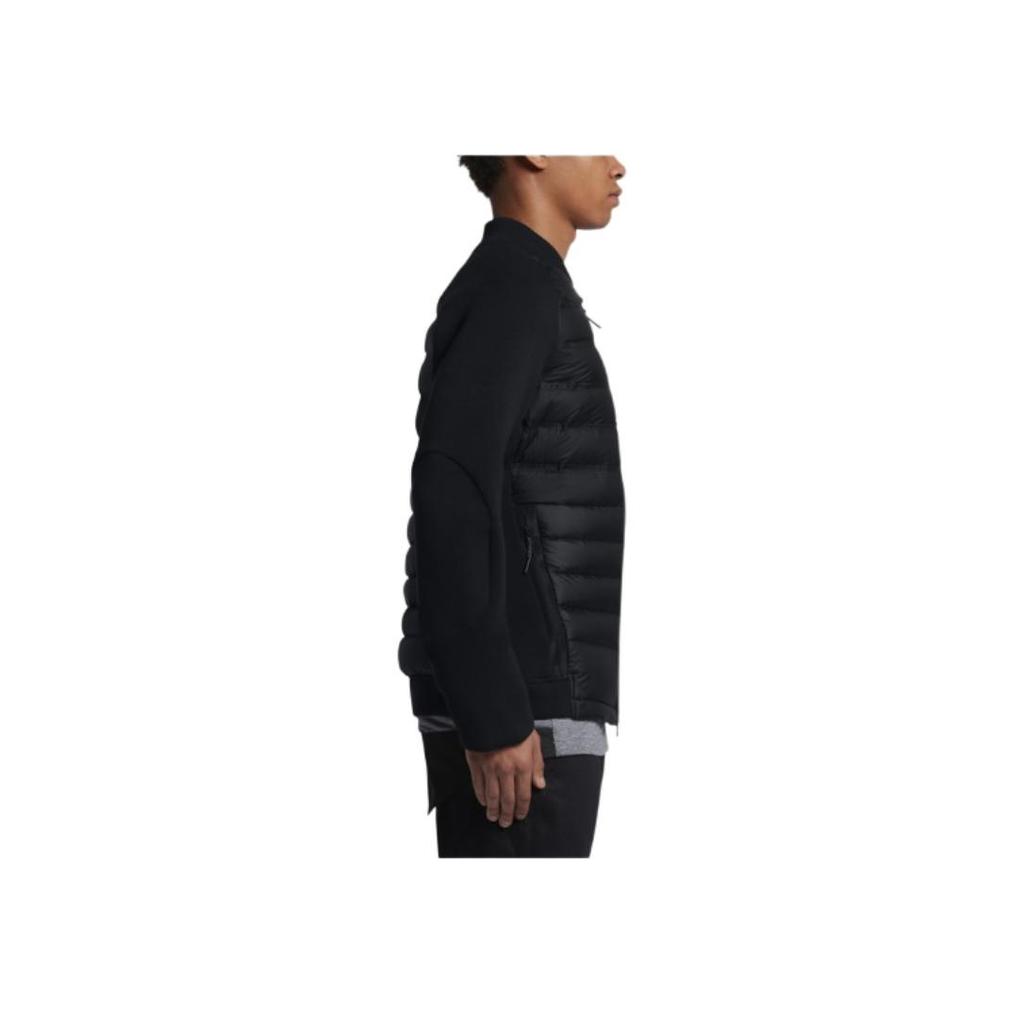 Nike Color Block Stand Collar Zipper Down Jacket Men Outerwear Black 806846-010