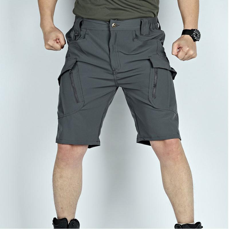 Summer Men Cargo Shorts Quick Dry Tactical Short Pants Multi-Pocket Shorts Men's Outdoor Hunting Fishing Knee Length Trousers
