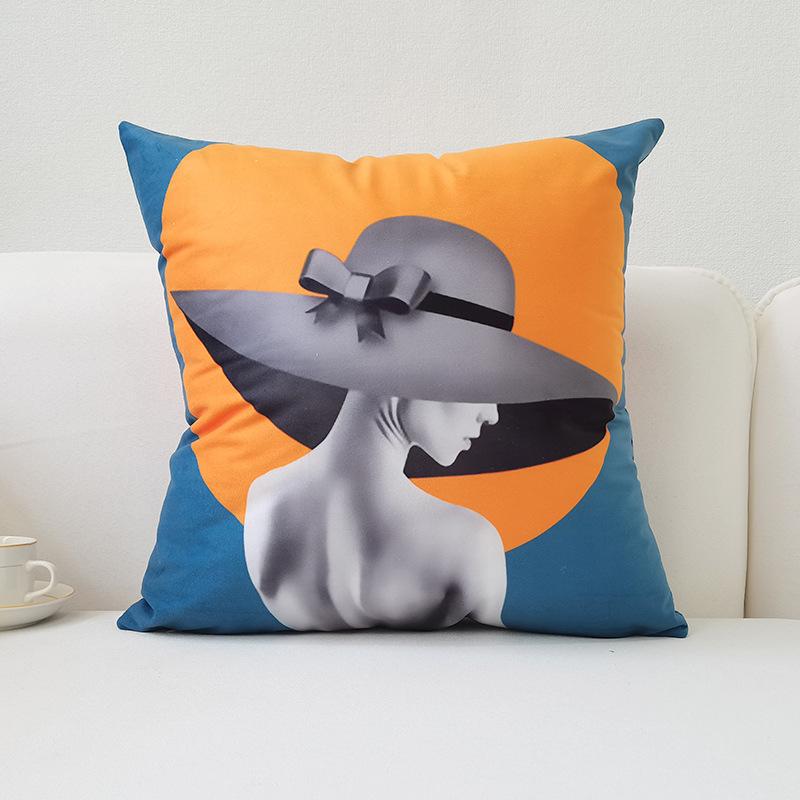 Nordic Ins Style Pillowcase Macaron Color Modern Simple Orange Sofa Car Cushion Cover Cushion Cover Pillowcase