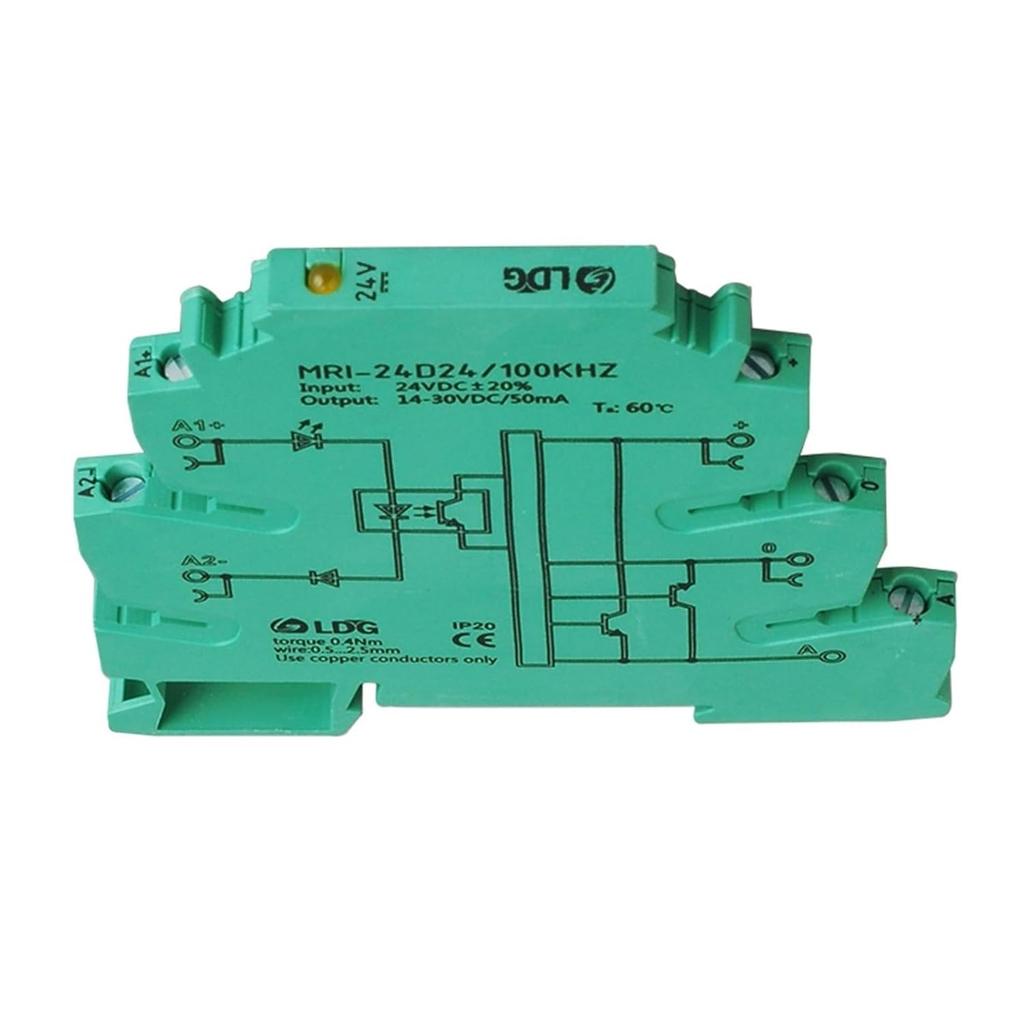 MRI-24D24 100KHZ High Frequency Optocoupler Relay 24VDC 8mA Input Output 14-30VDC 50mA Interface Voltage Relay Module DIN Rail