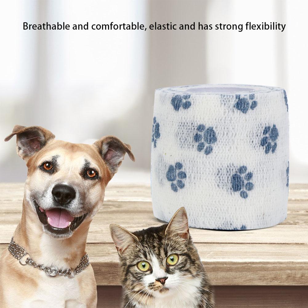Self Adhesive Pet Bandage Breathable NOn Woven Cats Dogs Injury Elastic Body Wrap Blue