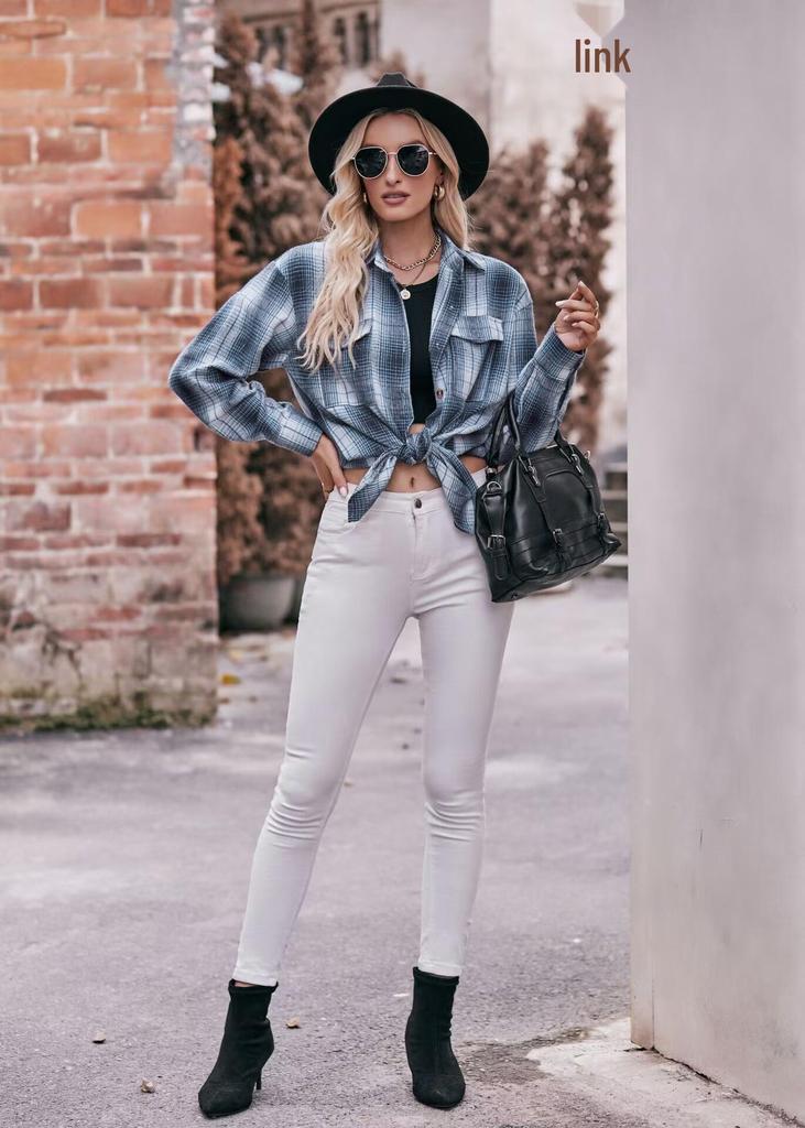 2023 Women's Oversize Plaid Shirt - Autumn/Winter European & American Casual Fashion
