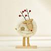Yousheng Christmas Tabletop Decoration Plush Wool Felt Reindeer Santa Tree Figurine with Wooden Base for Winter Tiered Tray Mantel Decor
