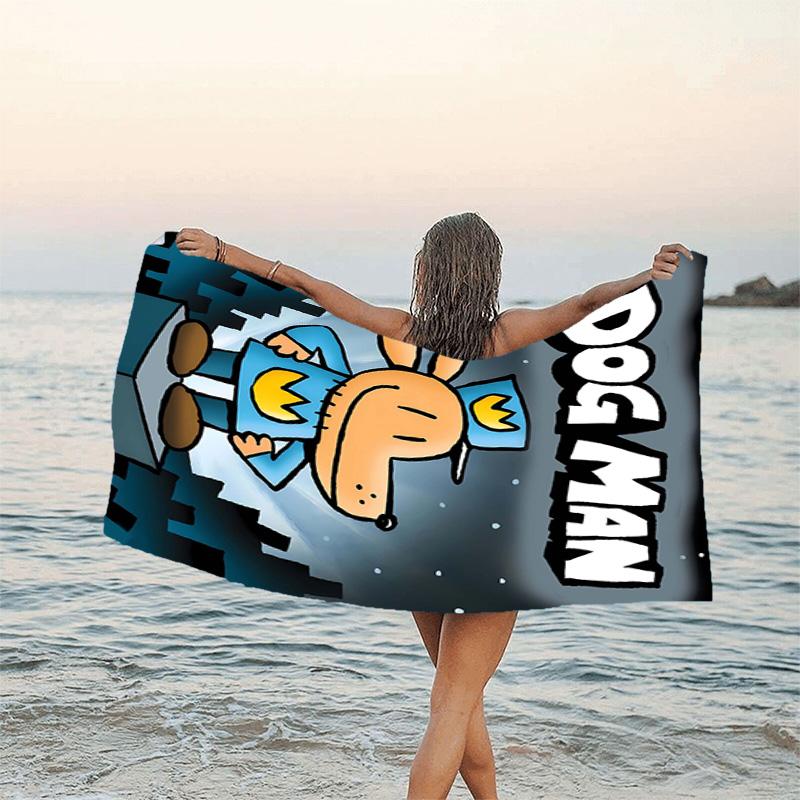 1pc DogMan1 Beach Towel, Beach and Seaside Swimming Pool Equipment, Fashion Pattern, Rectangular, Travel Essentials