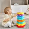 New 1Set Baby Stacking Puzzle Toys Montessori Rotating Rainbow Tower Safety And Environmental Protection Colored Children's Toy