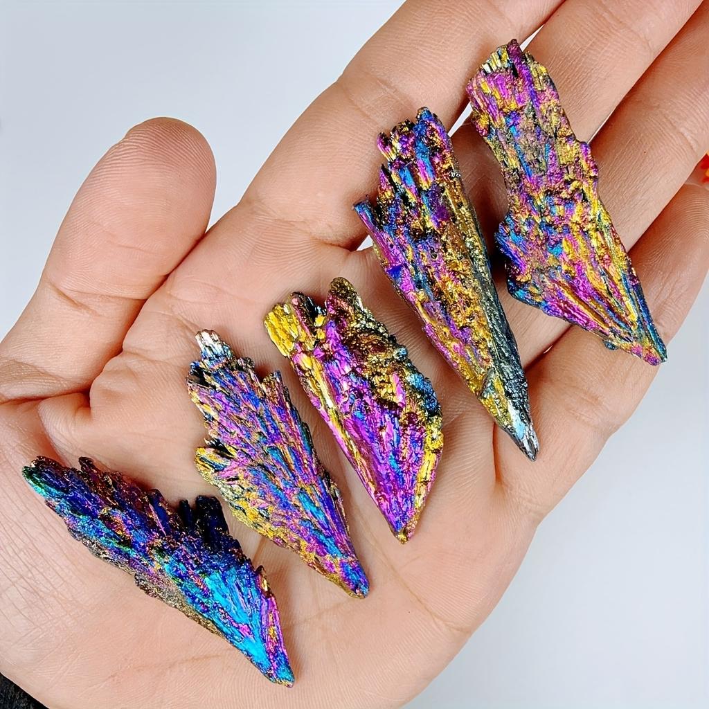 1pc/5pcs Stunning Blue/Purple Aura Flame Feather Stone -Black Kyanite Specimen with Iridescent for Home Decoration And Gift ball