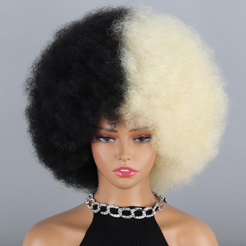 MISSQUEEN Duhová kudrnatá afro paruka pro děti Ženy Kudrnatá afro paruka ze syntetického vlákna Cosplay Denní nošení Kinky Curly Paruka