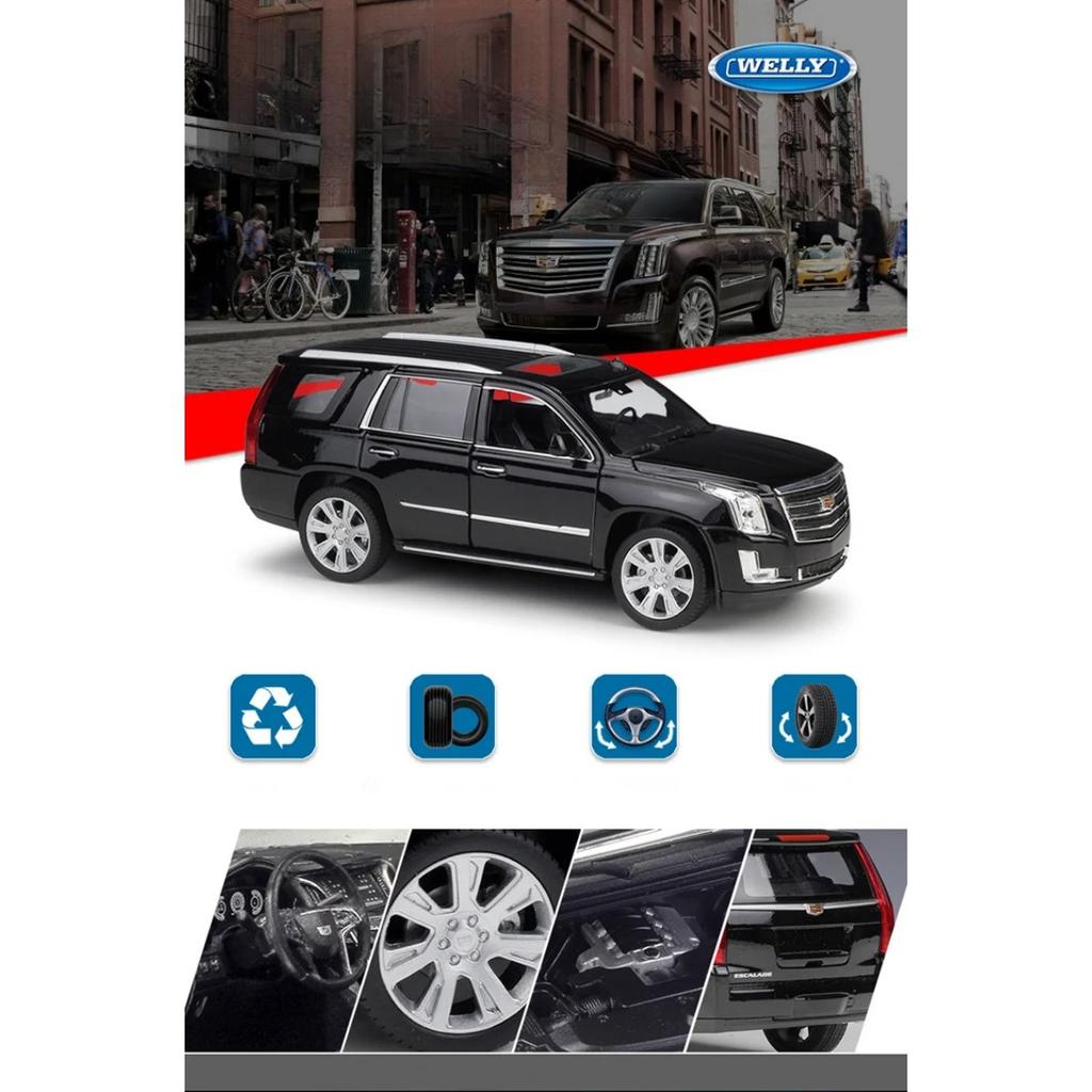 Welly 1/27 Cadillac Escalade SUV Alloy Car Model Diecasts Metal Off-road Vehicles Car Model High Simulation Collection Kids Gift