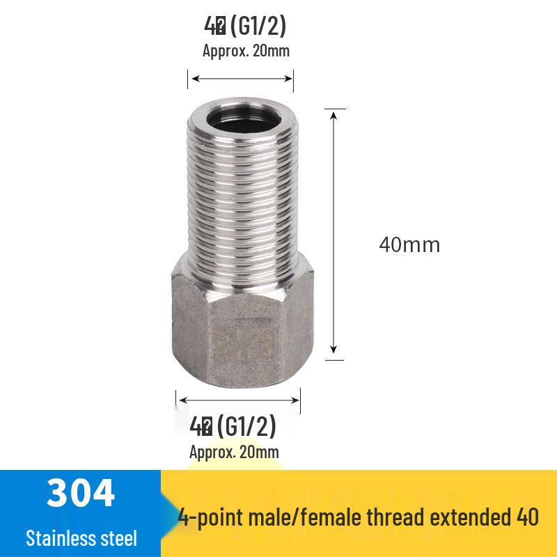Redutor Rosqueado Vermelho de Aço Inoxidável Espessado Macho/Fêmea: Extensão de Tubo de Água de 6 para 4 Pontos, 25 para 20