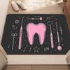 Pink Line Art Teeth Dental Doormat Dentist Tool Star Print Non Slip Mat Dental Clinic Entry Decor