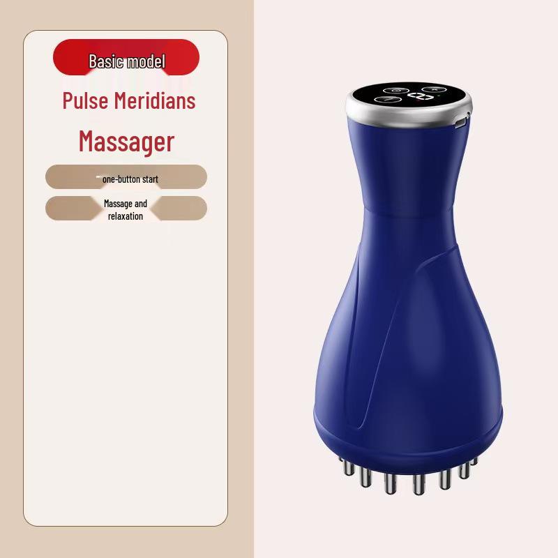 Трансграничный Электрический Массажер Гуаша с Постоянным Нагревом, Красным Светом, Гребнем для Меридианов и Функциями Банкок синий